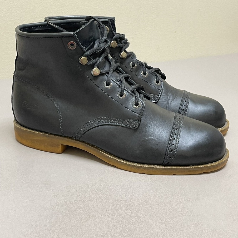 Giant Georgia Dress Boots Men 10.5 W Black Leather Cap Toe Chukka Shoes Lace‎ Up